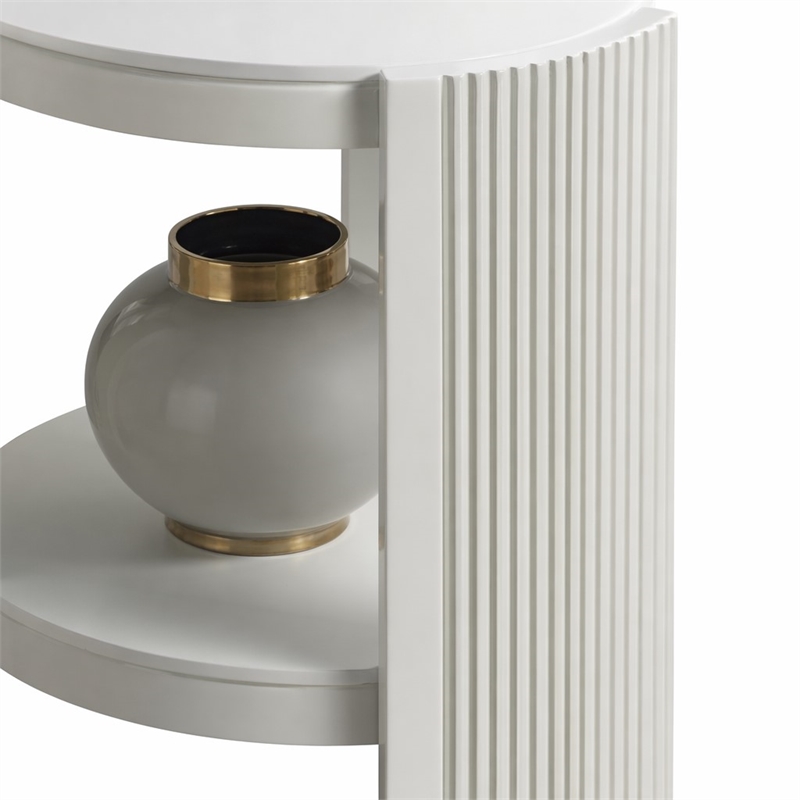 Bowery Hill End Table with Sintered Stone Top in Champagne Finish