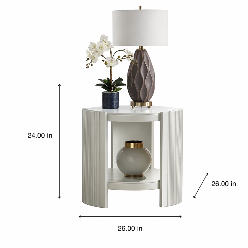 Bowery Hill End Table with Sintered Stone Top in Champagne Finish