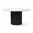 Bowery Hill Round Marble Dining Table with Pedestal Base in White/Black