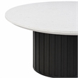 Bowery Hill Round Marble Dining Table with Pedestal Base in White/Black
