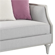 Bowery Hill Fabric Sofa with 5 Accent Pillows in Beige Linen