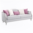 Bowery Hill Fabric Sofa with 5 Accent Pillows in Beige Linen