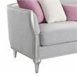 Bowery Hill Fabric Sofa with 5 Accent Pillows in Beige Linen