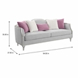 Bowery Hill Fabric Sofa with 5 Accent Pillows in Beige Linen