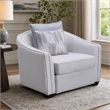 Bowery Hill Mahler Chair with 2 Pillows in Beige Linen Fabric