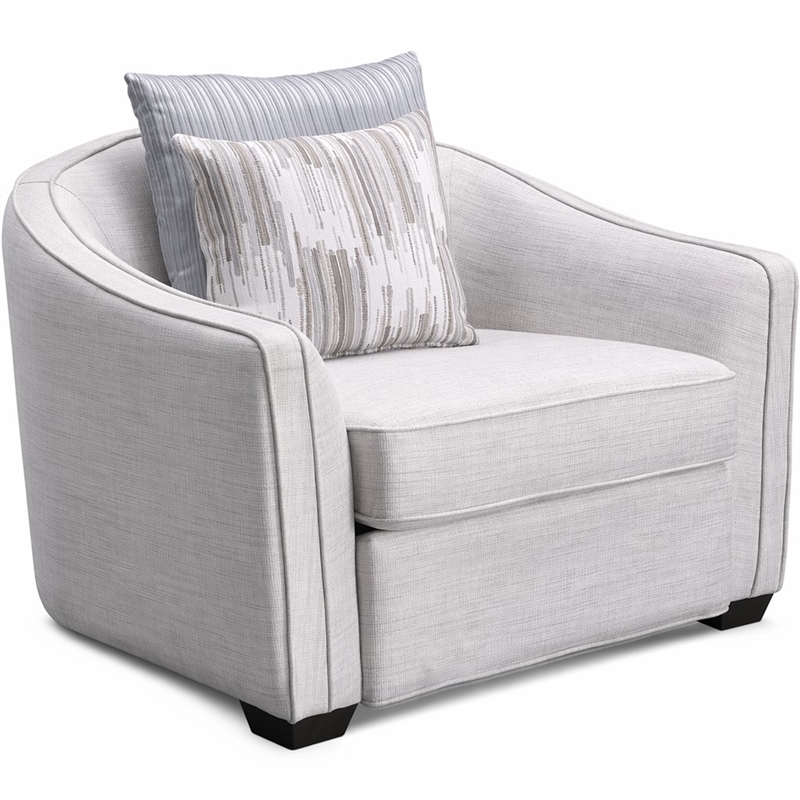 Bowery Hill Mahler Chair with 2 Pillows in Beige Linen Fabric