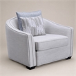 Bowery Hill Mahler Chair with 2 Pillows in Beige Linen Fabric