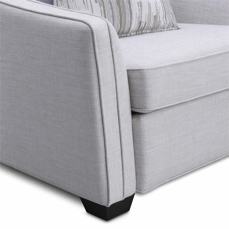 Bowery Hill Mahler Chair with 2 Pillows in Beige Linen Fabric