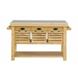 Bowery Hill Grovaam Kitchen Island with Marble Top in Natural Finish