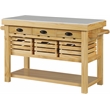 Bowery Hill Grovaam Kitchen Island with Marble Top in Natural Finish