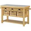 Bowery Hill Grovaam Kitchen Island with Marble Top in Natural Finish