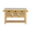 Bowery Hill Grovaam Kitchen Island with Marble Top in Natural Finish
