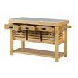 Bowery Hill Grovaam Kitchen Island with Marble Top in Natural Finish