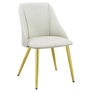 Bowery Hill Upholstered Dining Side Chair in White Faux Leather (Set of 2)