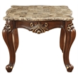 Bowery Hill Square Wooden End Table with Marble Top and Walnut Finish