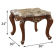 Bowery Hill Square Wooden End Table with Marble Top and Walnut Finish