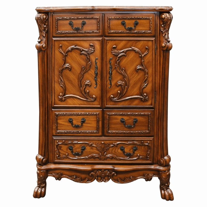Bowery Hill 5-Drawer Wood Chest in Cherry Oak