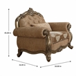Bowery Hill Floral Chair with Button Tufted Back in Vintage Oak