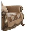 Bowery Hill Floral Chair with Button Tufted Back in Vintage Oak