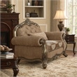 Bowery Hill Floral Chair with Button Tufted Back in Vintage Oak