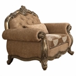 Bowery Hill Floral Chair with Button Tufted Back in Vintage Oak