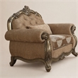 Bowery Hill Floral Chair with Button Tufted Back in Vintage Oak
