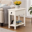 Bowery Hill 1-Drawer Wood Accent Table with Bottom Shelf in White