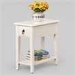 Bowery Hill 1-Drawer Wood Accent Table with Bottom Shelf in White