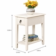 Bowery Hill 1-Drawer Wood Accent Table with Bottom Shelf in White