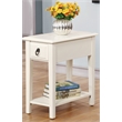 Bowery Hill 1-Drawer Wood Accent Table with Bottom Shelf in White