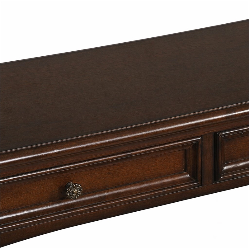 Bowery Hill Wooden Sofa Table with Bottom Shelf and Cherry Finish