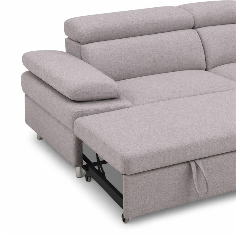 Bowery Hill Jemima Sleeper Sectional Sofa in Gray Fabric