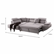 Bowery Hill Jemima Sleeper Sectional Sofa in Gray Fabric