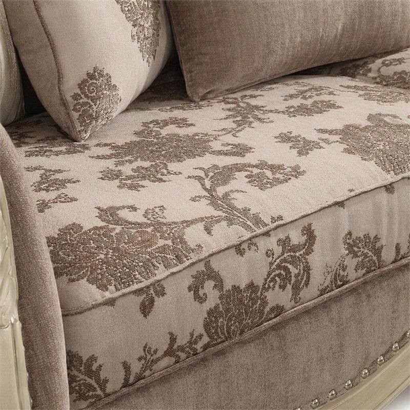 Bowery Hill Ragenardus Sofa in Gray Fabric and Antique White