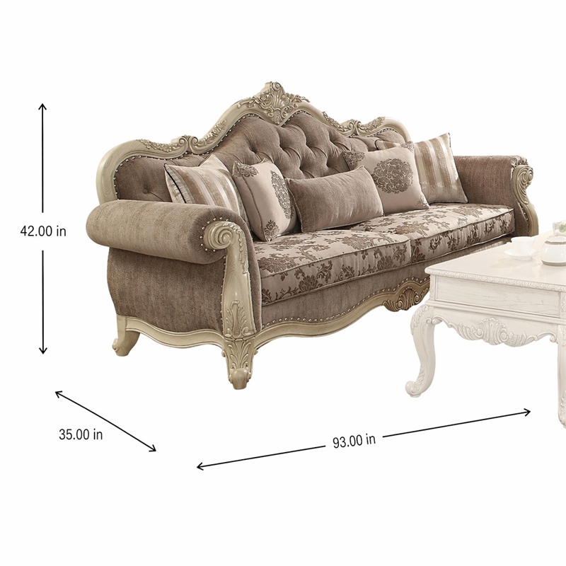 Bowery Hill Ragenardus Sofa in Gray Fabric and Antique White