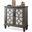 Bowery Hill 2-Door Wooden Console Table in Weathered Gray with Mirrored Doors