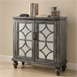 Bowery Hill 2-Door Wooden Console Table in Weathered Gray with Mirrored Doors