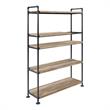 Bowery Hill Brantley 5-Shelf Bookshelf in Oak and Sandy Black