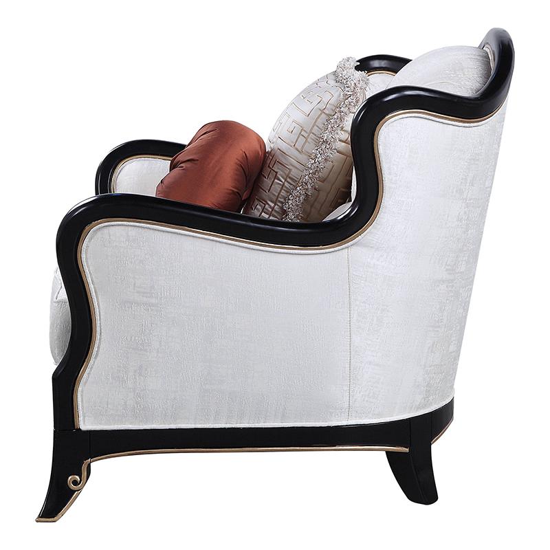 Bowery Hill Beige Wingback Chair with 2 Accent Pillows and Traditional Frame