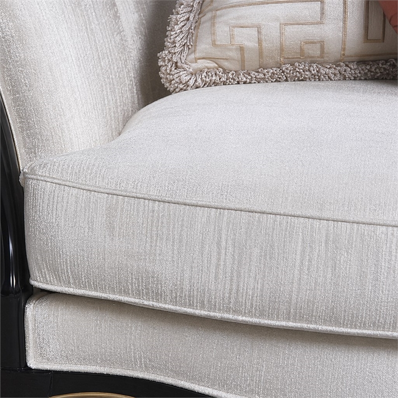 Bowery Hill Beige Wingback Chair with 2 Accent Pillows and Traditional Frame