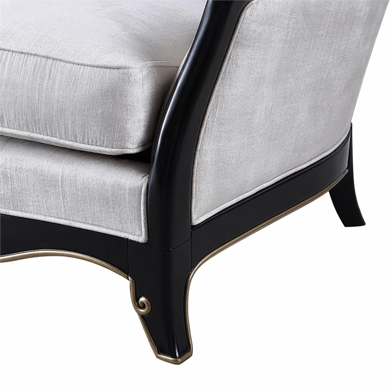 Bowery Hill Beige Wingback Chair with 2 Accent Pillows and Traditional Frame