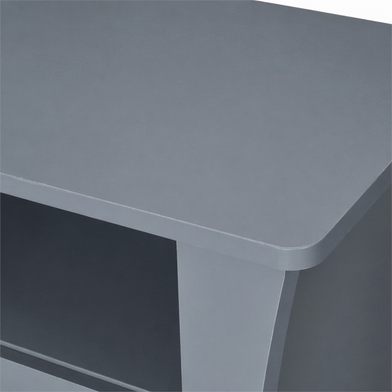Bowery Hill 2-Drawer Wooden Nightstand with Shelf in Gray