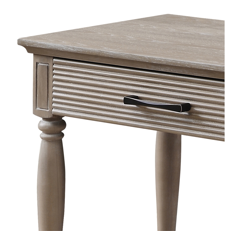 Bowery Hill Weathered Oak Wooden Sofa Table with 2 Drawers and Open Shelf