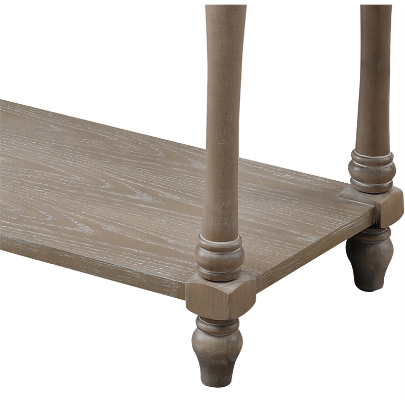 Bowery Hill Weathered Oak Wooden Sofa Table with 2 Drawers and Open Shelf
