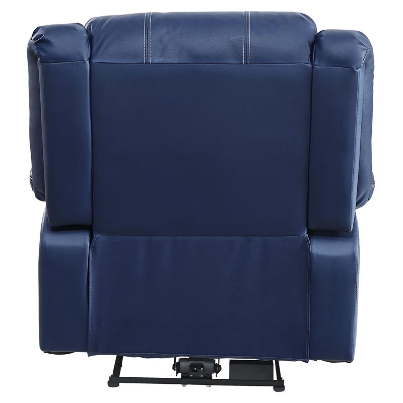 Bowery Hill Faux Leather Power Recliner with USB Port in Blue