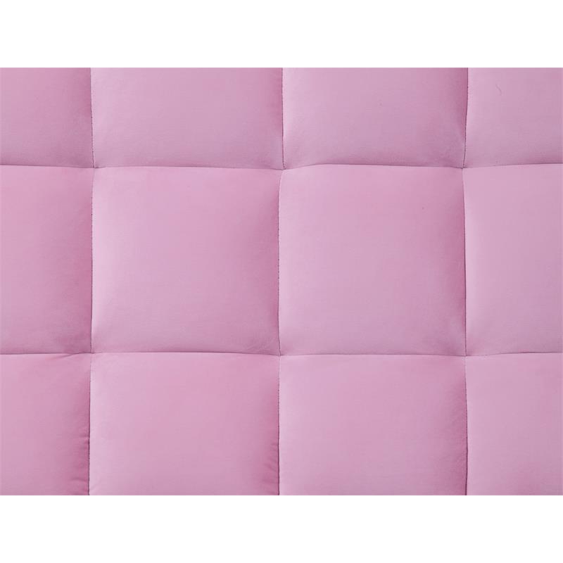 Bowery Hill Velvet Tufted Adjustable Sofa in Pink with Walnut Legs