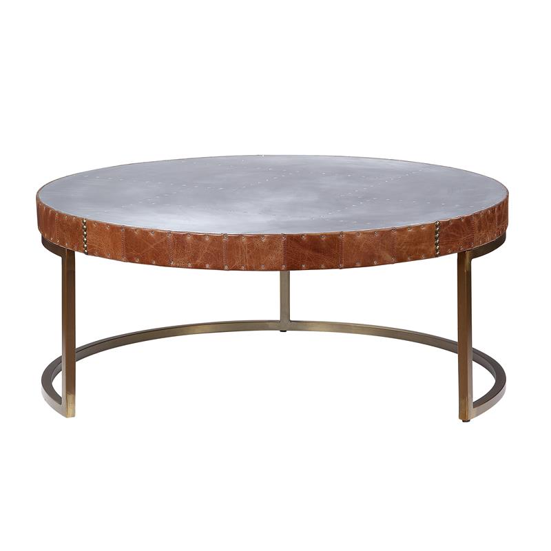 Bowery Hill Tamas Coffee Table with Aluminum Top in Cocoa Finish