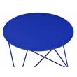 Bowery Hill Metal Accent Table with Round Top and Geometric Base in Blue