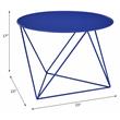 Bowery Hill Metal Accent Table with Round Top and Geometric Base in Blue