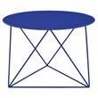 Bowery Hill Metal Accent Table with Round Top and Geometric Base in Blue